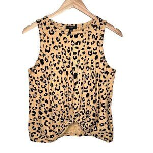 J. Crew orange leopard print twist front sleeveless cotton cropped shirt size xs
